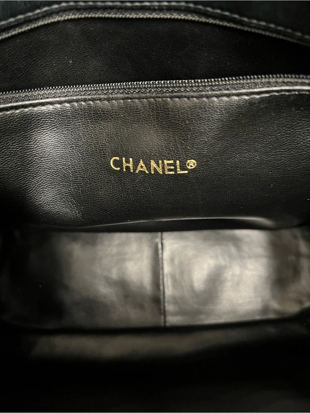 Vintage Chanel Quilted Matelasse CC Chain Shoulder Bag Dark Navy Lambskin